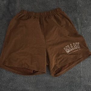 ROMWE Brown Athletic Shorts with Elastic Waistband
